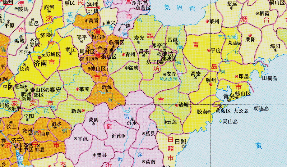 省下辖了10个府,分别是:济南府,兖州府,东昌府,青州府,登州府,莱州府