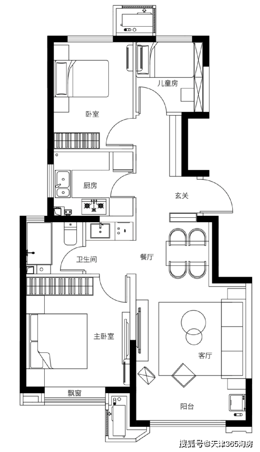 洋房89平米户型图