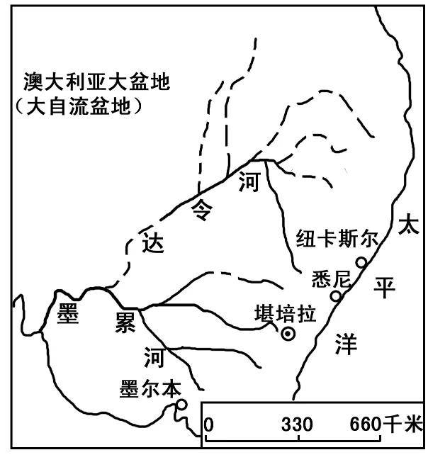 编辑发源于澳大利亚东南部的大分水岭,注入印度洋的大澳大利亚湾,是