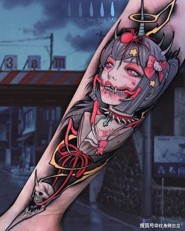 上海由龙纹身分享动漫插画风格人物纹身图案