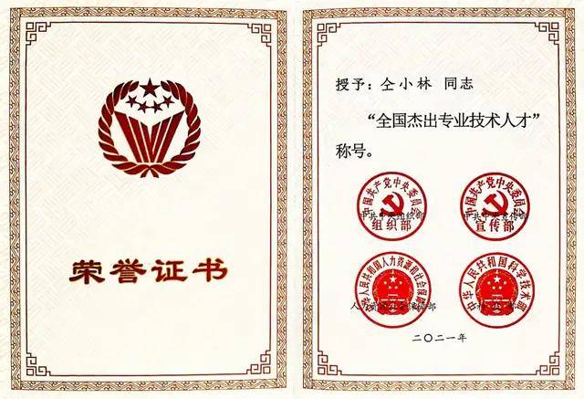 仝小林院士荣获"全国杰出专业技术人才"荣誉称号_表彰
