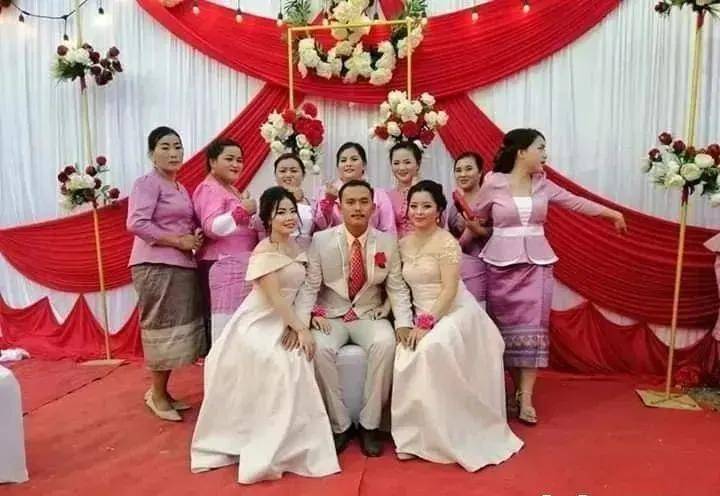 老挝一个大哥豪娶两个老婆