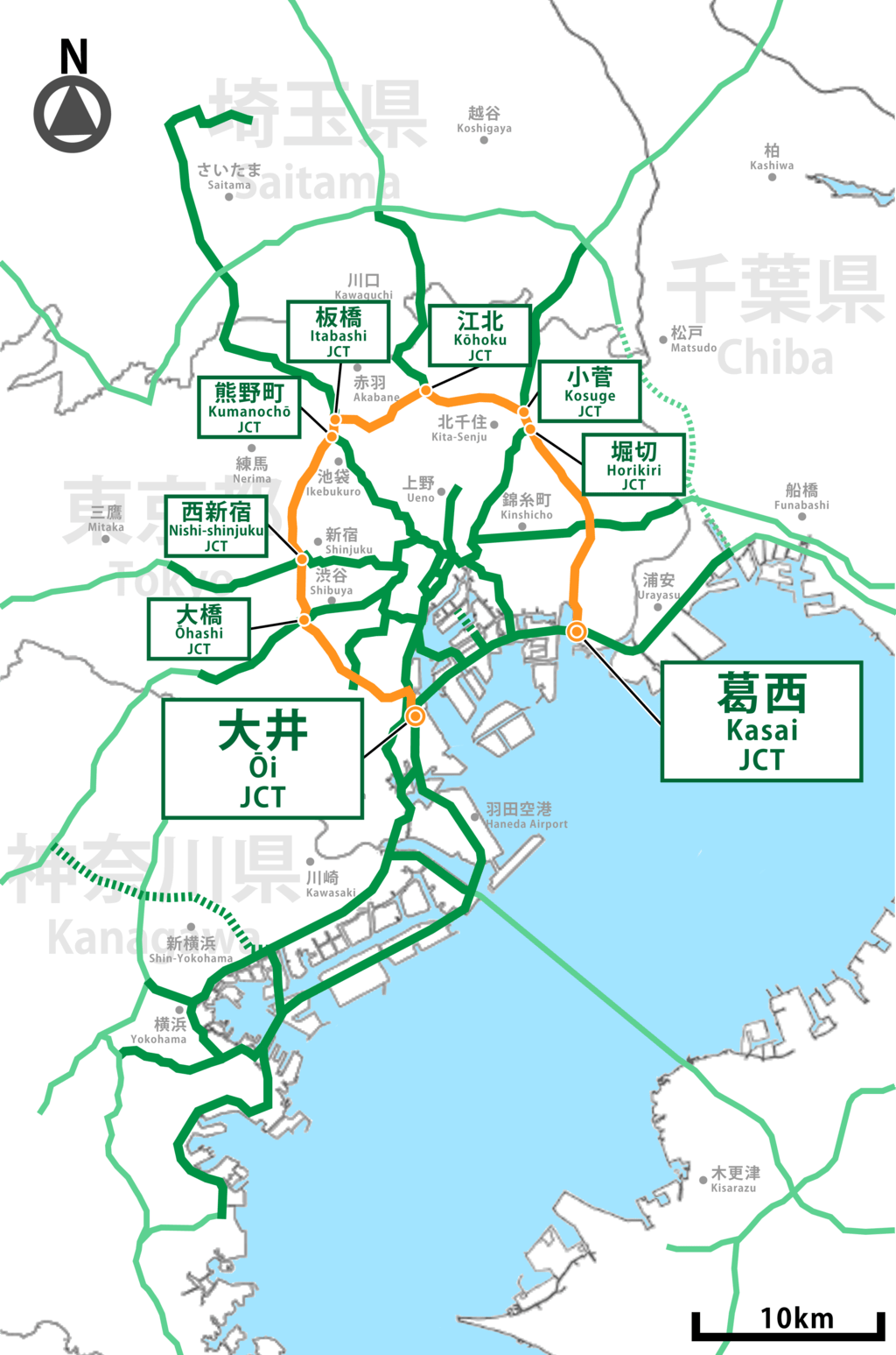 首都高速中央环状线(central circular route)是由日本东京都品川区