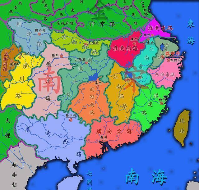 南宋行政区划图地图元朝时期,在全国推行了行省制.