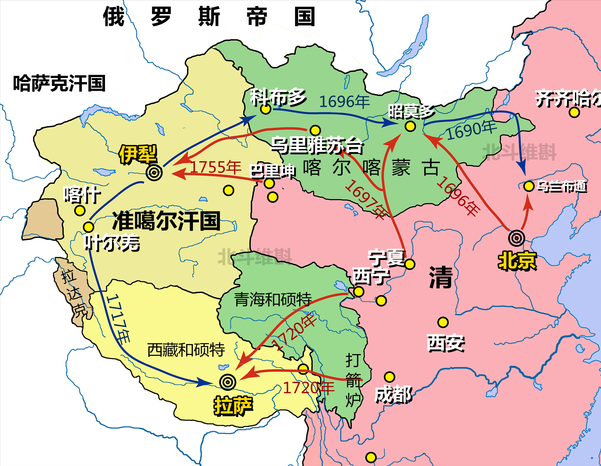 清朝远征伊犁准噶尔汗国自此灭亡西域再次纳入中原王朝版图