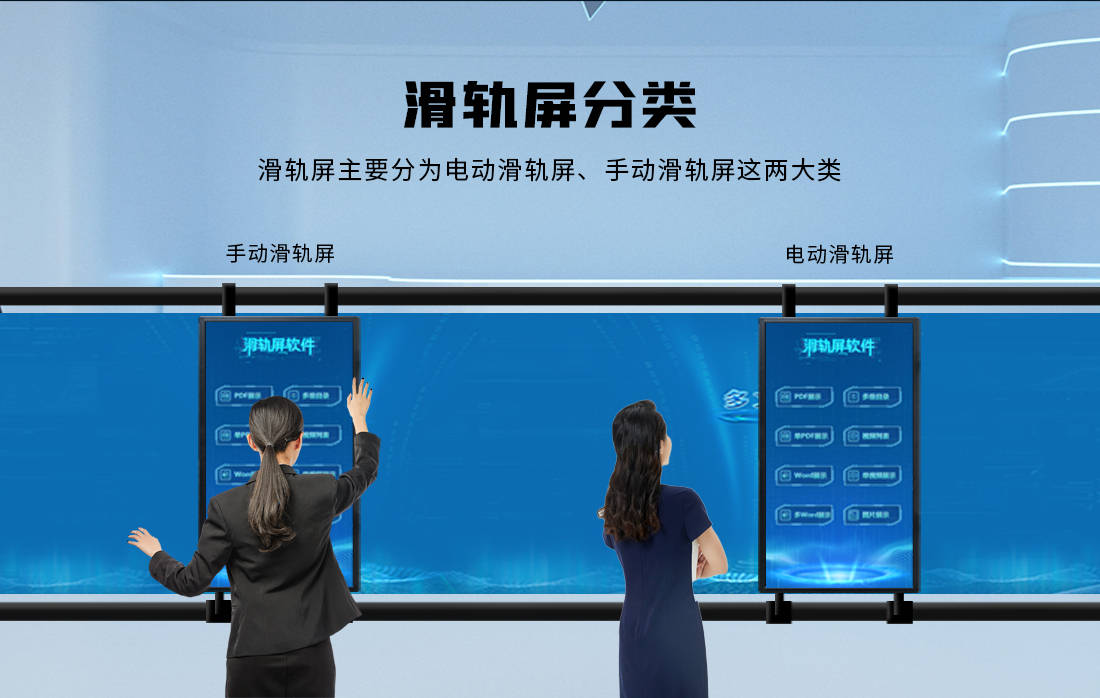 展厅互动滑轨屏系统互动滑轨屏案例滑轨屏控制软件