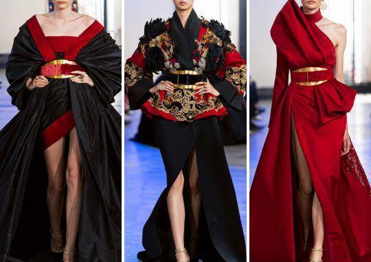 eliesaab东方宫廷主题礼服:镶龙绣凤束腰交领,51条每