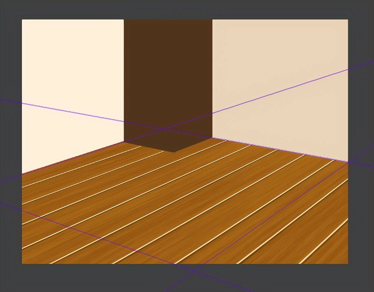 简单的地板怎么画?教你闪亮发光的地板画法步骤!_透视_图层_颜色