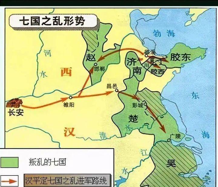 最终名将周亚夫和梁王刘武扼守着梁国,也就是战国魏国的大梁,抵御了