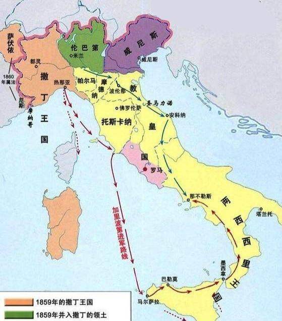 1866年,意大利利用普奥战争的契机,坚定的站在普鲁士一边.