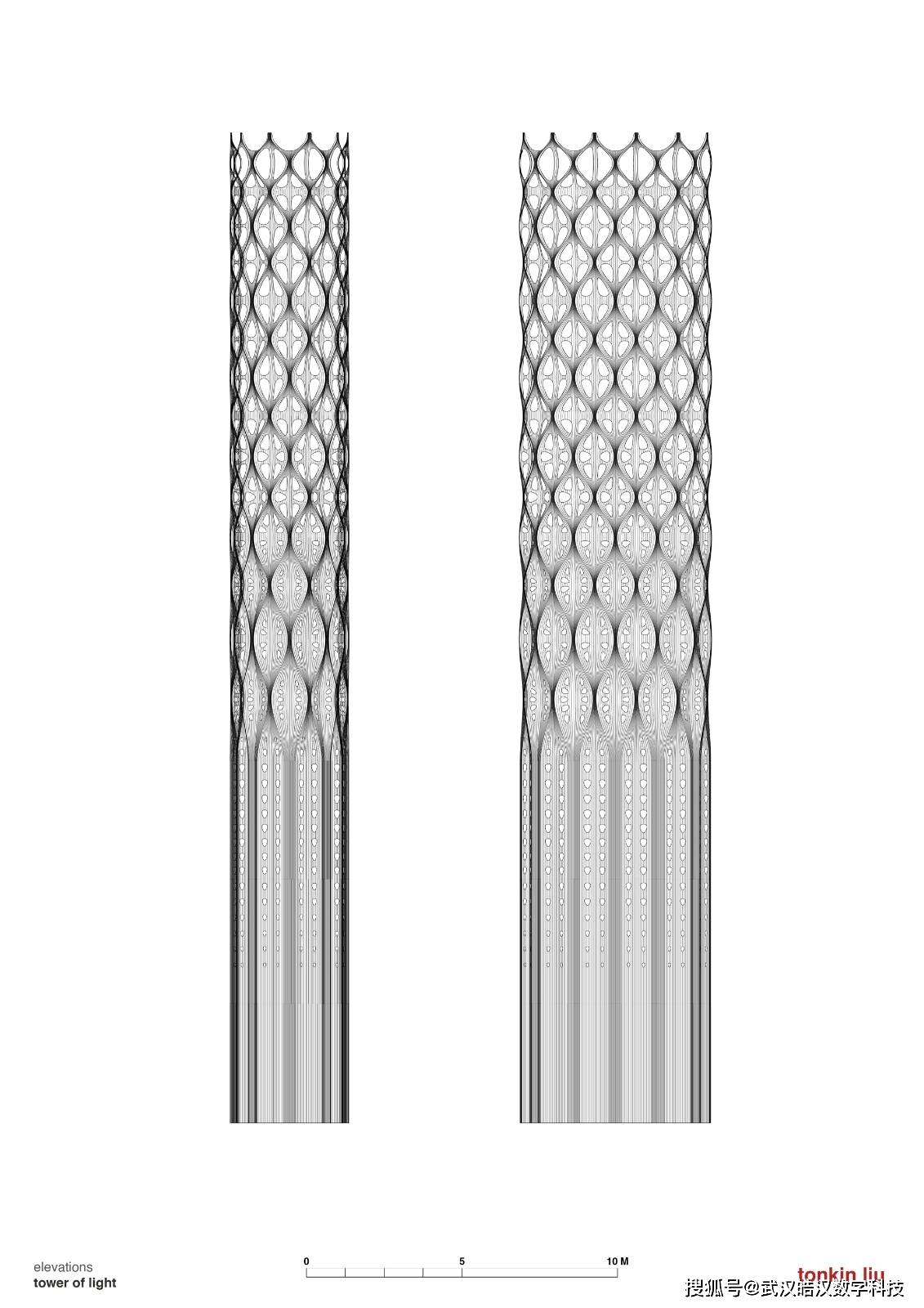 【建筑设想】‘壳层镂空’光之塔与能量之墙