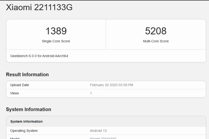 小米13国际版现身GeekBench：第二代骁龙8加持