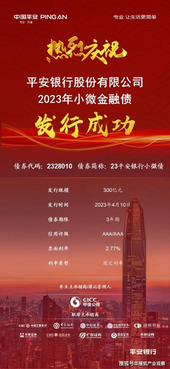 持续提升服务普惠小微能力 平安银行再次成功发行300亿元小微金融债