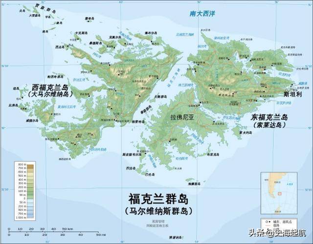 图为马尔维纳斯群岛(或称福克兰群岛)地图图片