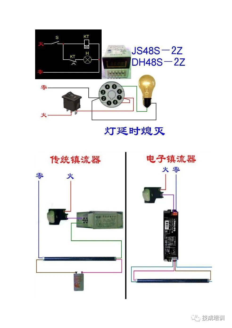 史上最全电工实物接线图(含日光灯类,断路器控制回路