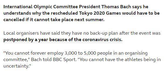 奥运明年若无法如期将被取消 日本怎么回应？