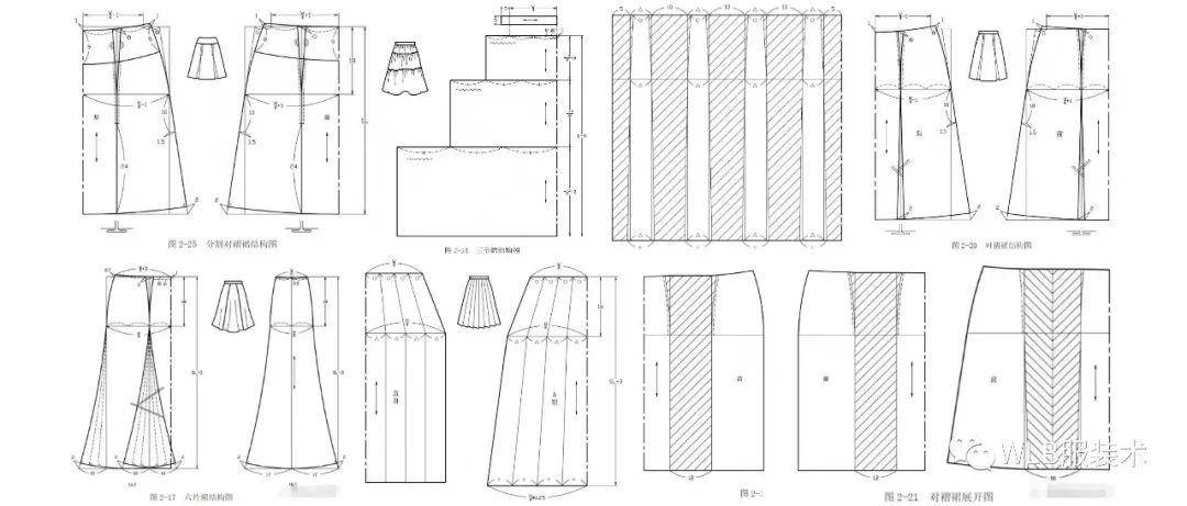 六种褶裙(分割裙)的结构制图方法!