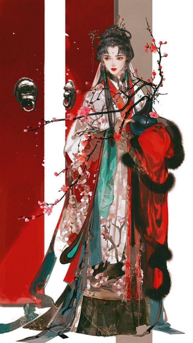 唯美国风少女插画,构图巧妙笔触细腻,带你领略东方女性的风范