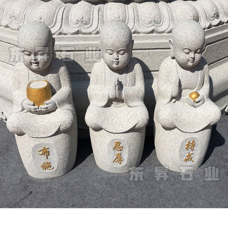 福建青石石雕小沙弥图片 石头小和尚介绍