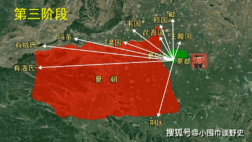 灭温国,胜昆吾国,灭韦国和灭顾国是第二个阶段,商汤的主要目标是剪除