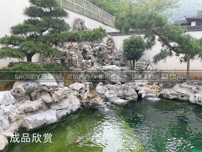 一个被砸掉重建的别墅庭院锦鲤鱼池如获新生!
