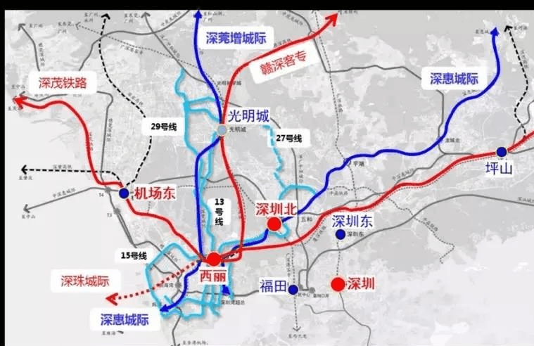 深茂铁路,深汕铁路,深珠城际铁路4条高铁动车,深惠城际,深莞增城际