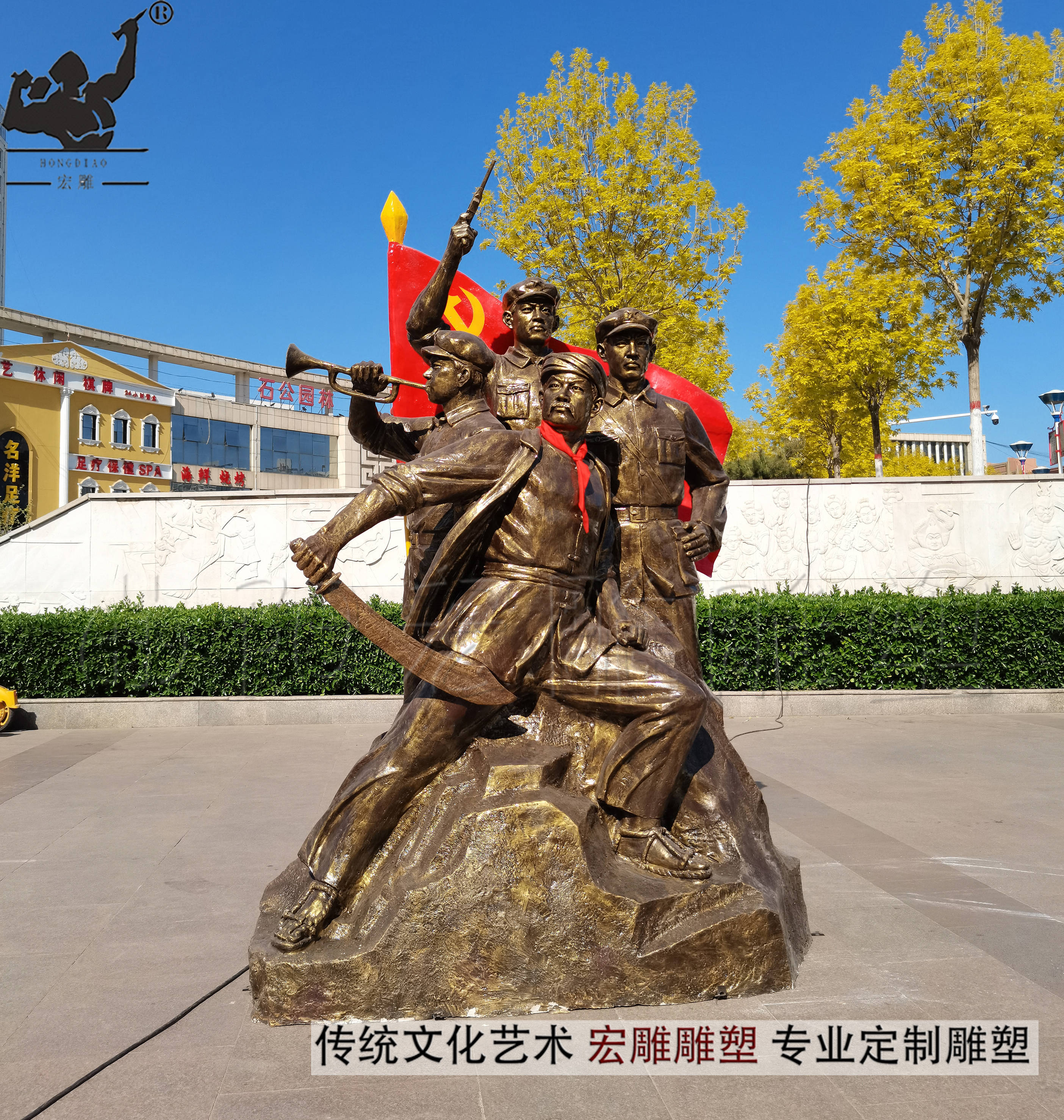 红军革命文化人物雕像,仿真红军历史人物