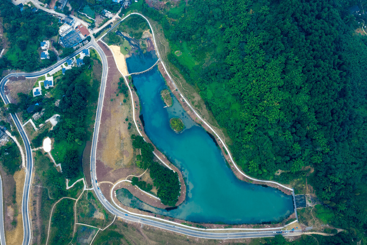 航拍重庆北碚澄江运河柏树村乡村美景_澄江_柏树村