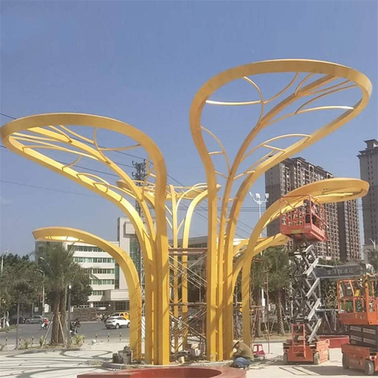 不锈钢景观树雕塑 抽象镂空树雕塑