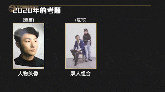 素描考察人物头像,速写考查双人组合,色彩考查静物组合,都是照片写生.