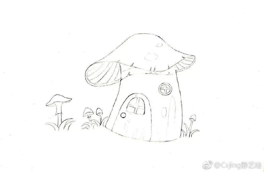 彩铅画入门教程 | 零基础画一幅小清新插画《蘑菇房子