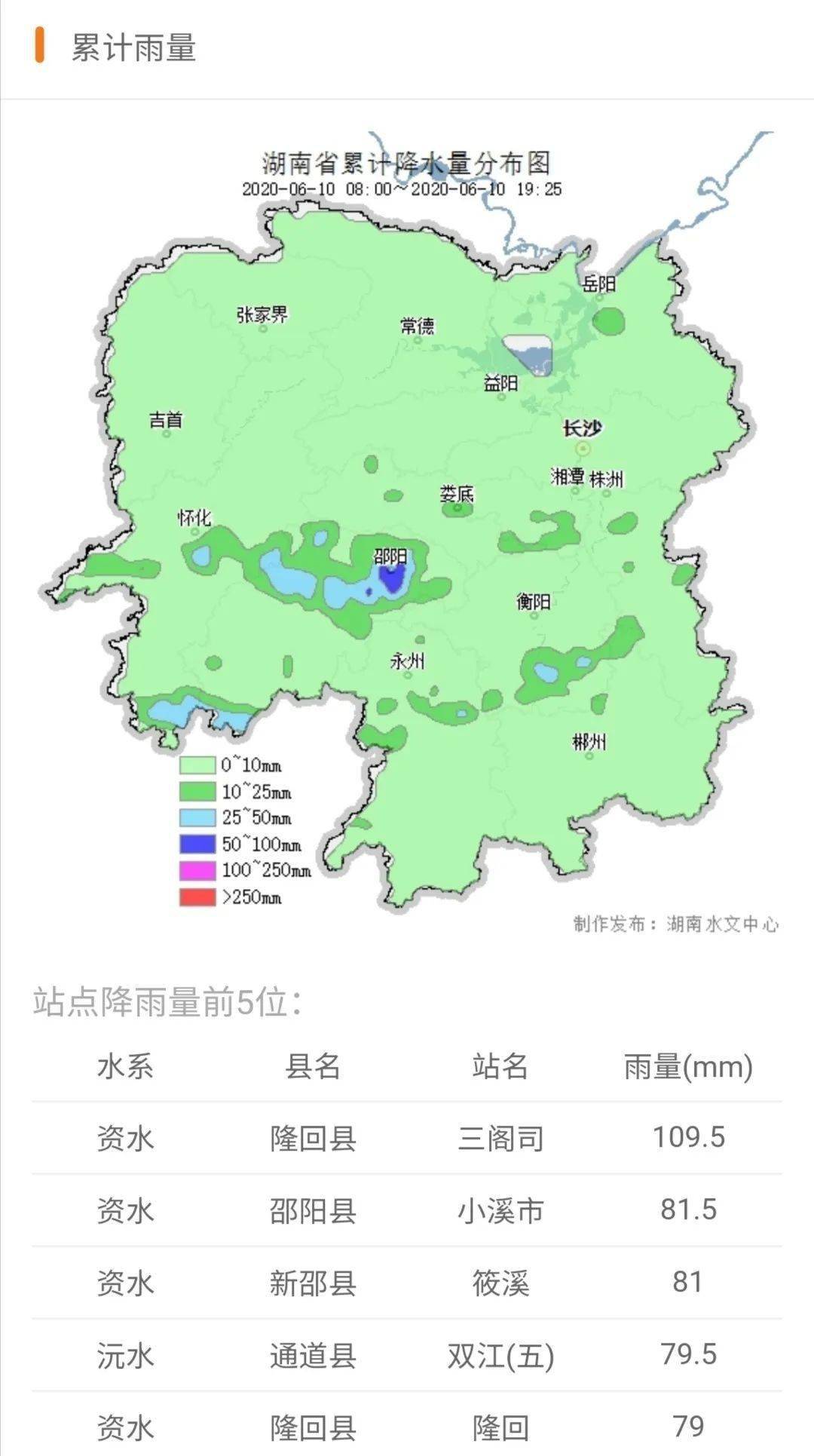 今10日下午降雨主要邵阳怀化部分区域隆回县大暴雨省水文中心11时启动