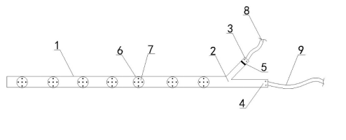 1- 圆管 2-y型变头 3-水管接头 4-风管接头 5-逆止器 6-喷嘴接头