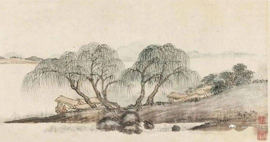 仇英这幅画，文徵明父子三人题字_主人