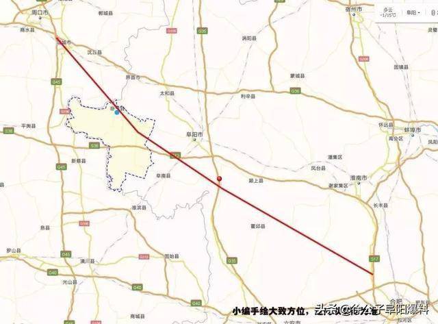 向西北经阜南,临泉,河南沈丘接宁洛高速公路