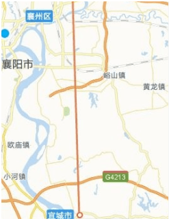 规划一条快速公路,从襄阳绕城高速南段东津段位置开始,向南穿越鹿门山