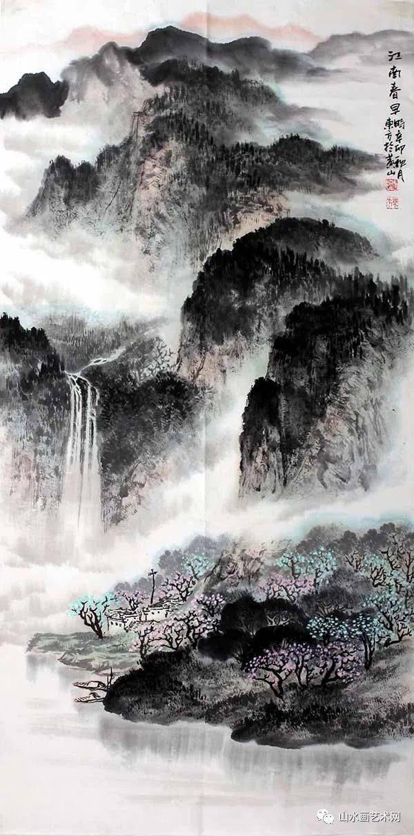 艺海拾贝山水画家刘东方作品系列网展望峰听泉