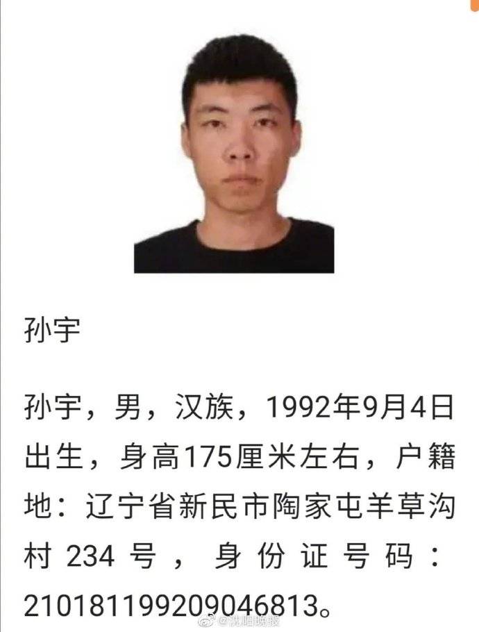 a级逃犯孙宇沈阳 落网