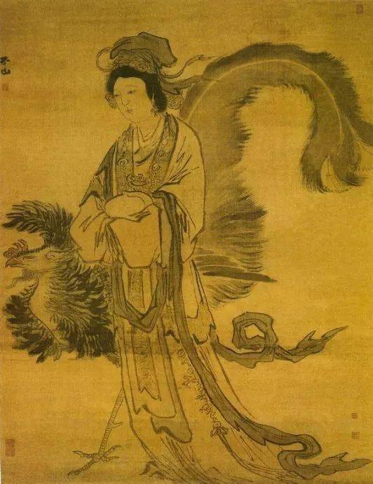 张路 《凤凰女仙图》纵139cm,横97.3cm,绢本设色,现藏北京故宫博物院.