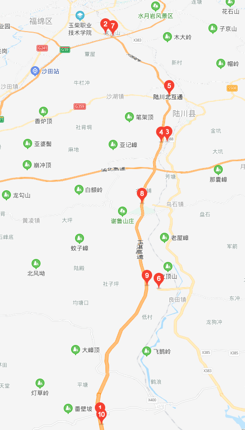 双向四车道,设计速度 80km/h),从大南收费站进入玉湛高速;  二是从