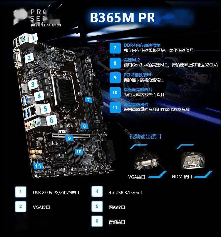 微星(msi)b365m pro-vh 主板(intel b365/lga 1151 特价:419元