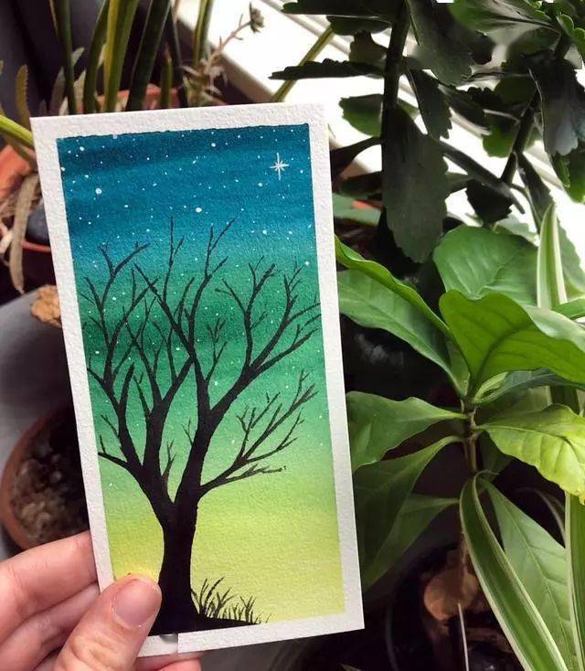 简单好看风景水彩手绘 可做明信片书签贺卡 挂起来就是装饰画