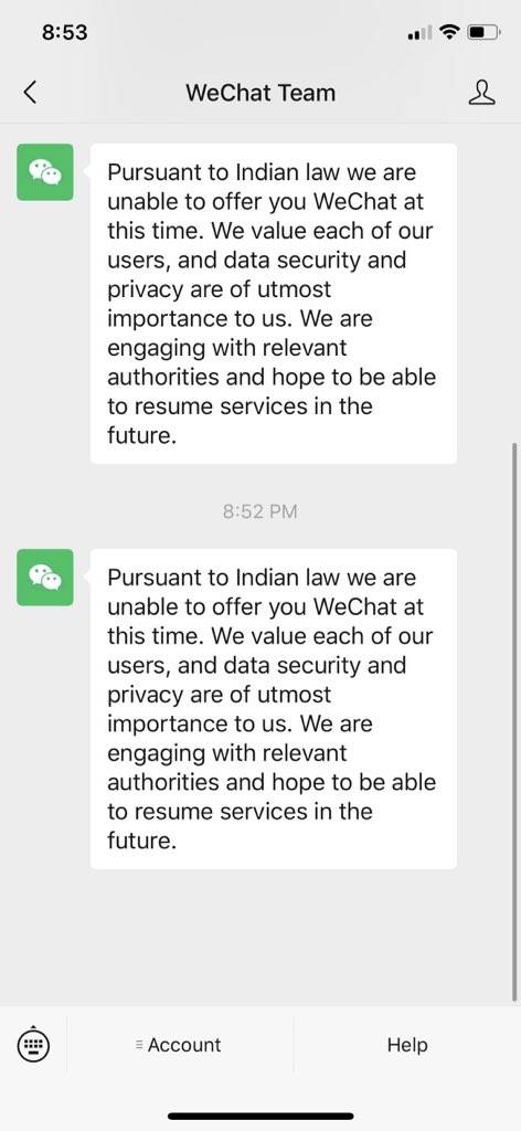 限制|印度科技媒体：微信官方已限制其在印度的用户发送与接收消息