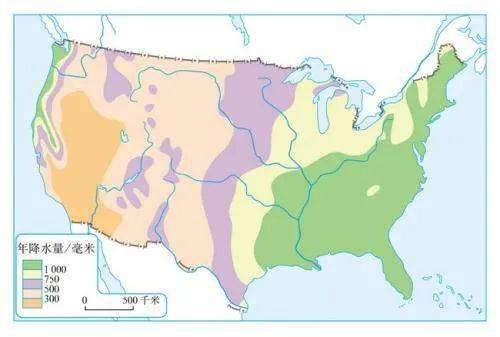 美国气候图(2)气候▲美国地形图(1)地形地形与气候位于北美洲中部
