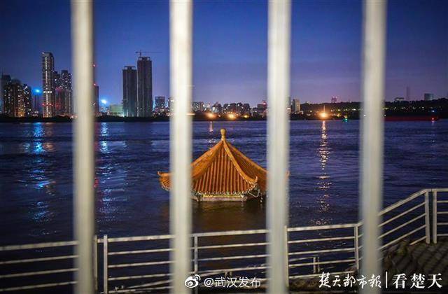 江水中|水位跌至28米以下！黄花矶凉亭亭顶全部露出水面