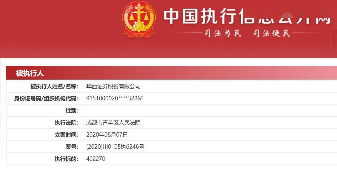 平仓|陷融资融券纠纷 华西证券被列为被执行人