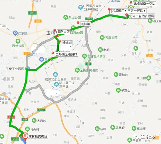 沿途站点设置:玉林福绵机场,二环南金港路口,绿地城,国防大厦,茂林镇