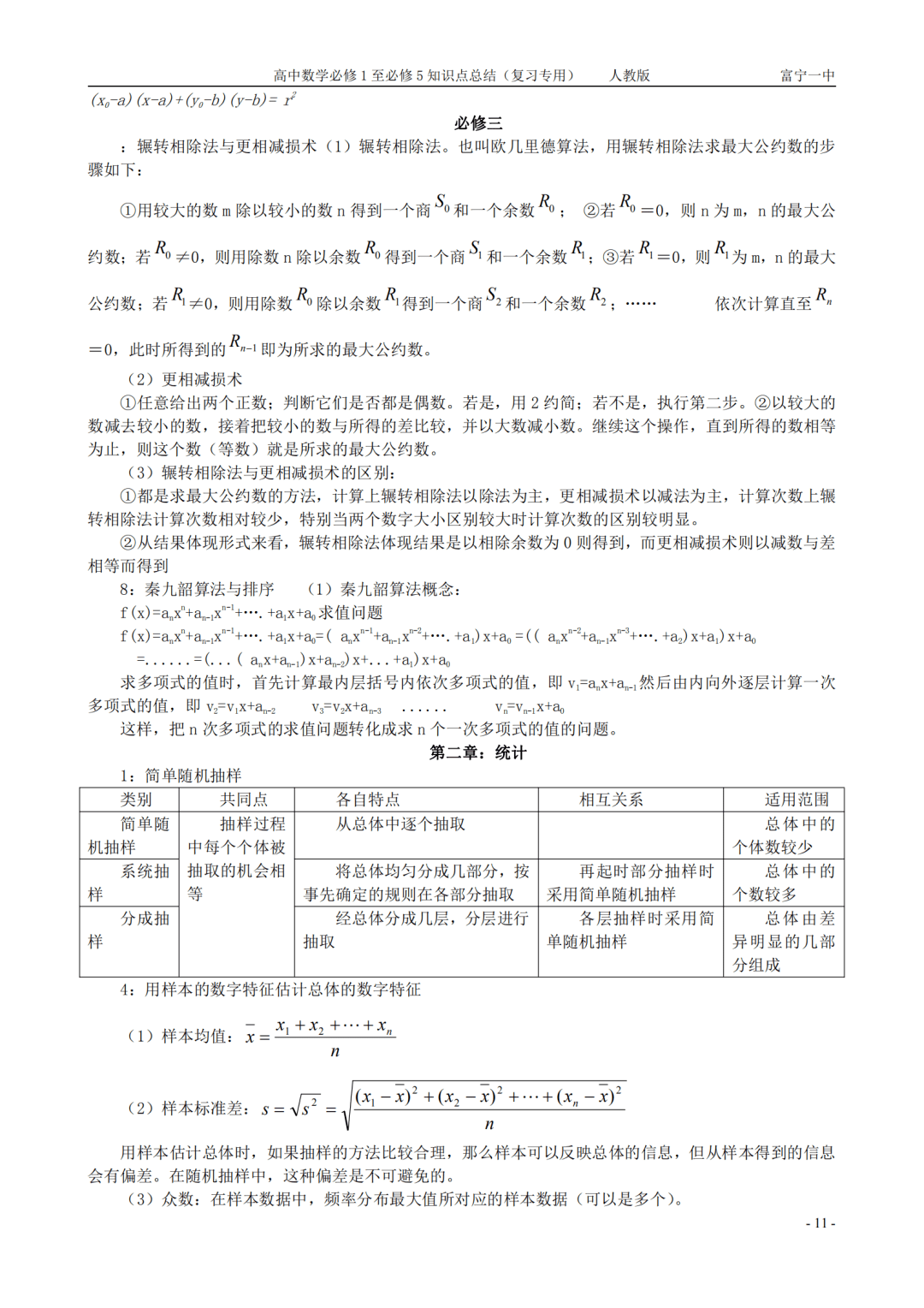 gaokao|高中数学丨人教版必修1-5全部知识点总结汇编（可打印）