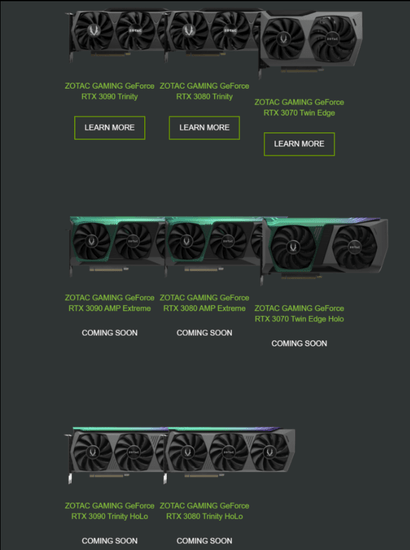 zotac推出8款rtx 3080/3090显卡,将搭载加强型散热器