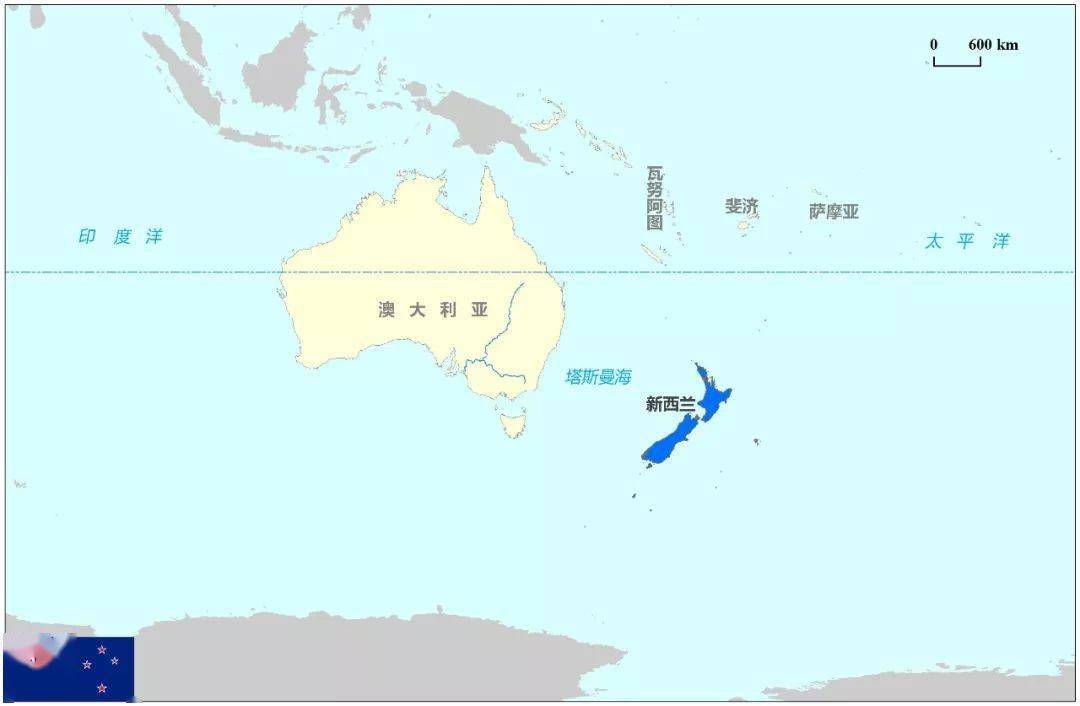 南北最长距离1600多公里, 大约在8500 万年前,新西兰从地球超级大陆中